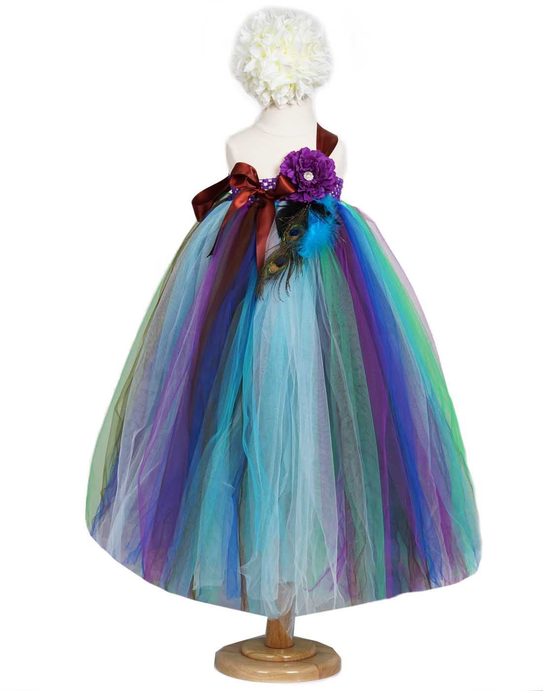 Peacock Colored Flower Girl Dresses
